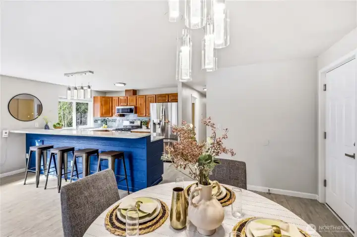 From the dining area view toward the kitchen.