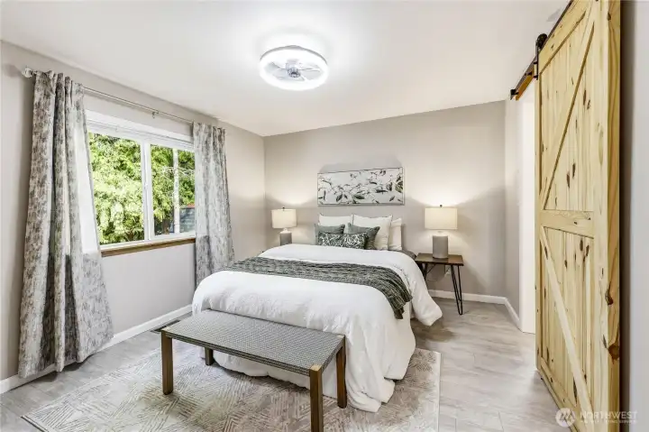 The primary bedroom.