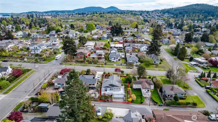 A back view of the home with Mt. Erie in the distance.