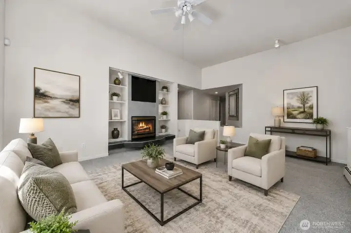 Virtually staged living room. Virtually staged living room.