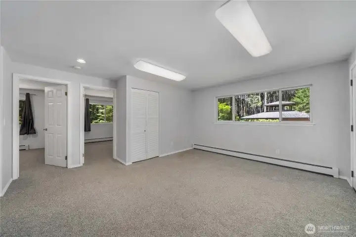 Large main floor primary bedroom. Large main floor primary bedroom.