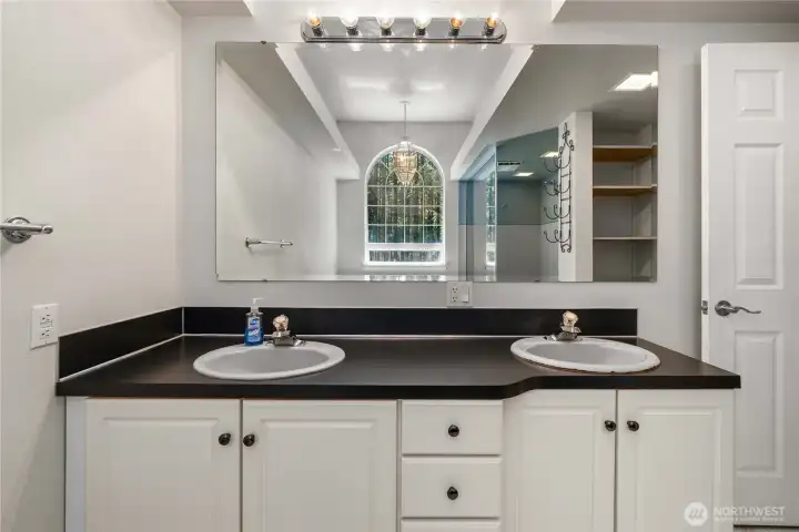 Double vanities in primary bath. Double vanities in primary bath.