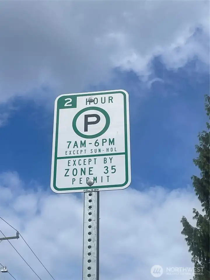 Qualifies for City of Seattle Zone permit parking. Buyer will need to apply.