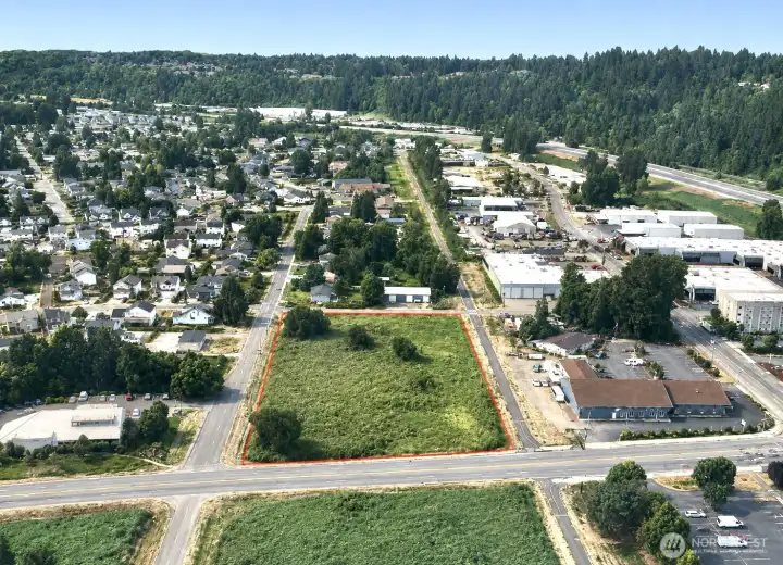 Overhead view with approximate boundaries in red.