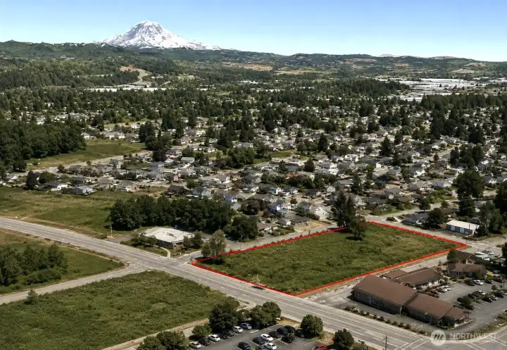 Overhead view with approximate boundaries in red.
