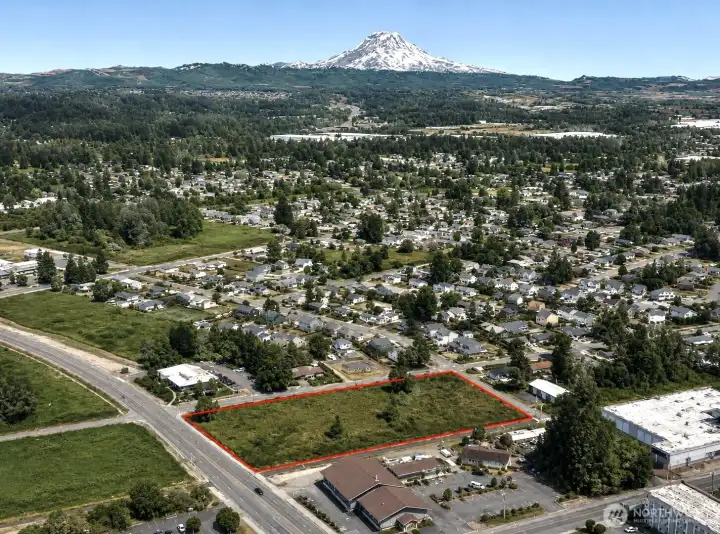 Overhead view with approximate boundaries in red.