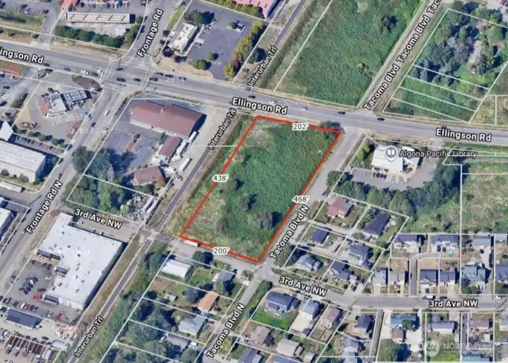Overhead view with approximate boundaries in red.