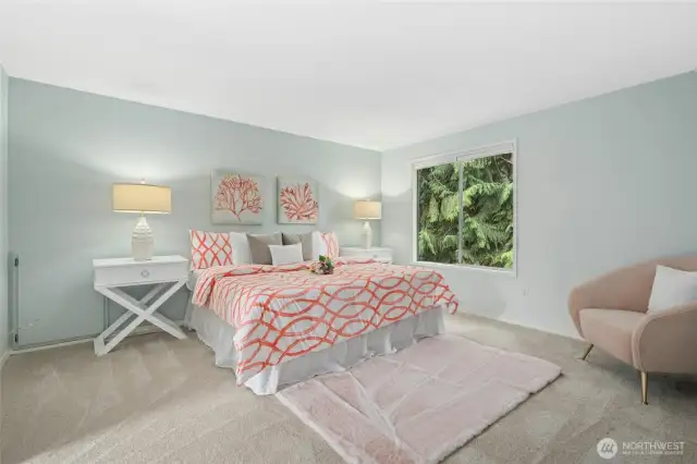Gorgeous primary bedroom. Note the new carpeting throughout the upstairs areas.