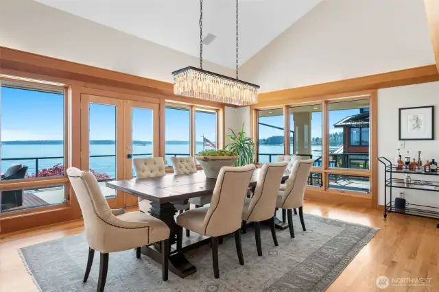Dining room open to the living room and kitchen.