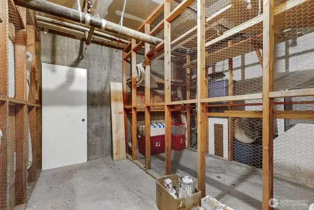 This condo offers three storage areas. This one is in the lowest level, there is one on the deck and one adjacent to the covered parking space.