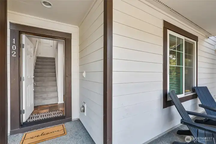Entry with deck space welcomes you home.