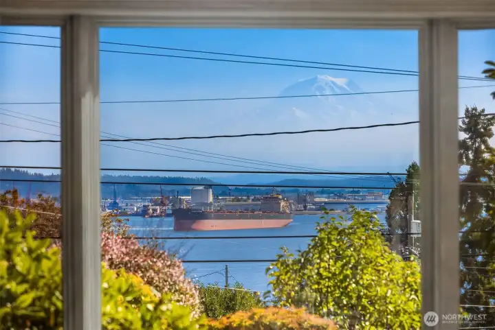 Views of Mt Rainier from the living room & patios