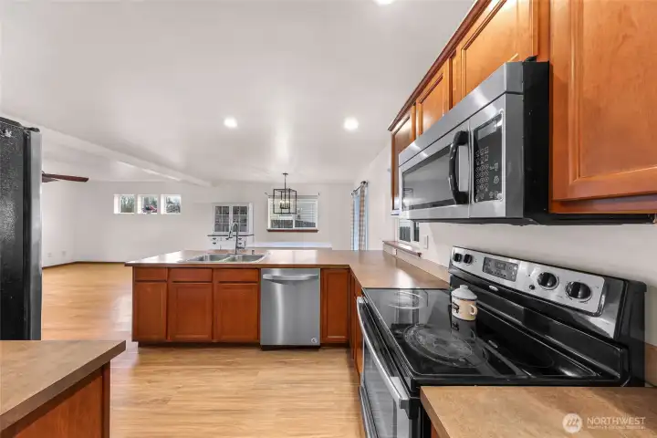 Kitchen with stainless steel appliances