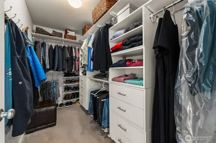 Large walk-in closet with smart closet system