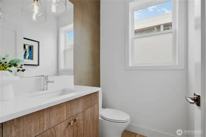 powder room on livngroom floor
