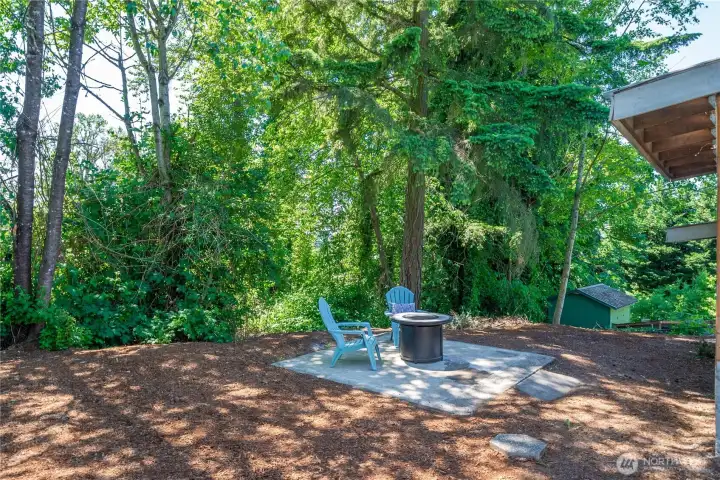 Large private back yard, abuts open space.  Ample room for fire pit, play space, garden space.  So many options