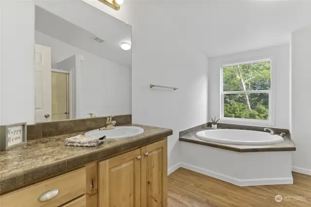 Luxurious soaking tub.