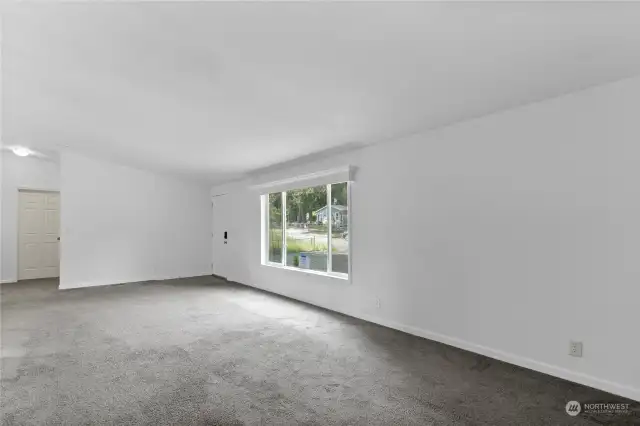 Spacious light filled living area.