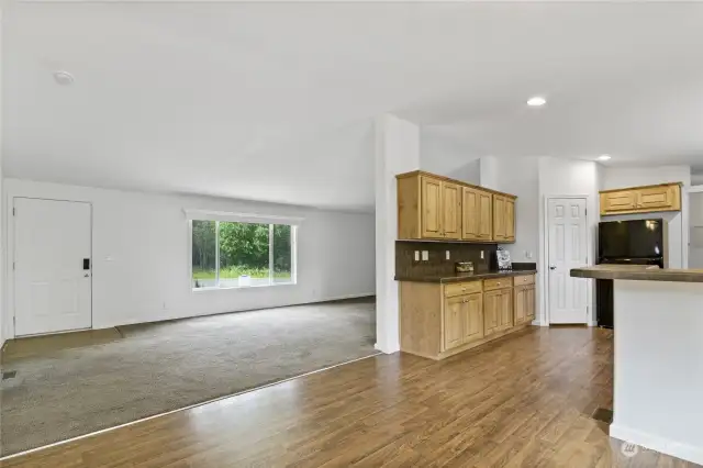 View from dining area into living room.