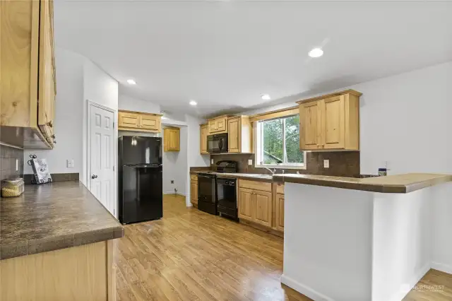 Large kitchen with tons of cupboard space.