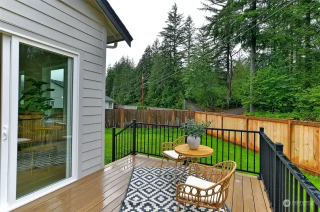 The deck is perfect for relaxing and entertaining.