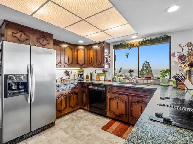 The efficiently laid out kitchen Will be the center of any party. The large walk-in pantry is a chef's dream. So much space to store appliances, gadgets and ingredients for great meals.