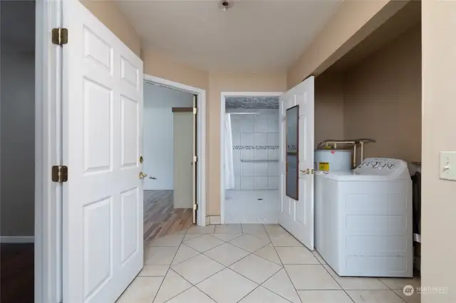 The laundry area and accessible bathroom are located in the South wing.