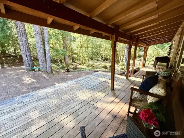 Enjoy a cup of coffee every morning on the covered deck!