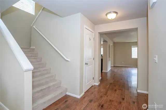Enjoy the airy feel of the open staircase as it guides you to the upper level.
