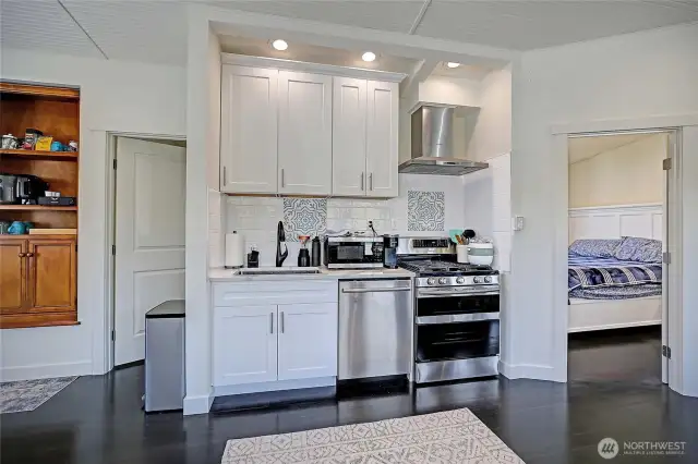 Kitchen area in apartment above garage