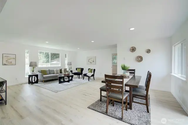 Spacious great room can be configured so many different ways.
