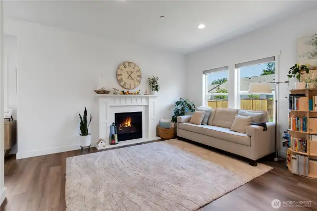 Cozy gas fireplace.