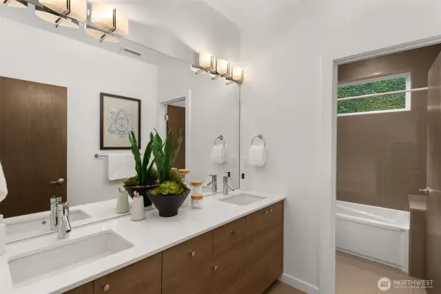 Luxurious upper hall bathroom.