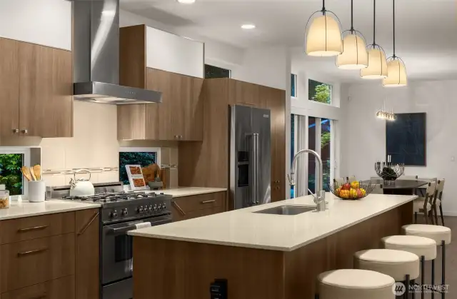 Modern sleek design, open-concept layout, hardwoods floors, and a Chef’s kitchen appointed with premium SS Bertazzoni appliances, designer cabinetry, and a centralized island ideal for entertaining and daily living.
