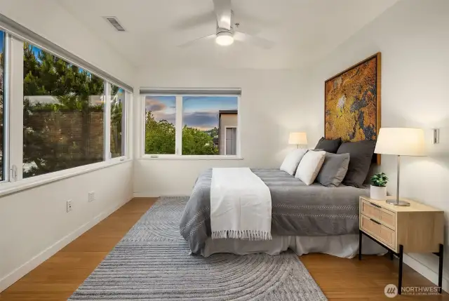 Spacious Primary Suite features 3/4 Bath, WIC & W/D