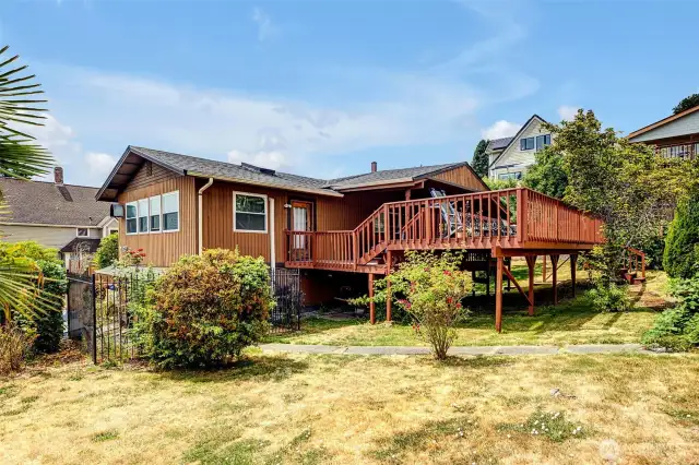 The North deck has covered and open space, accessed from sunroom.
