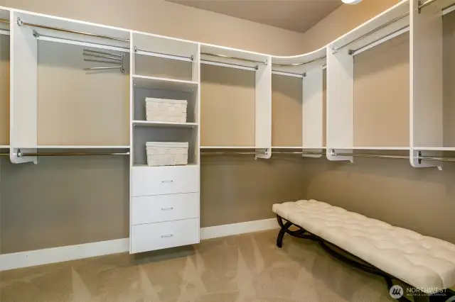 Walk-in closet at primary suite