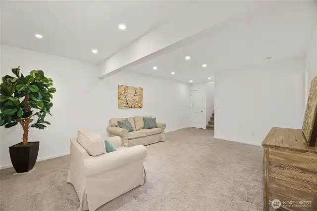 Recreation Room is perfect for a media room with recess TV Cable Managment panel in the wall.