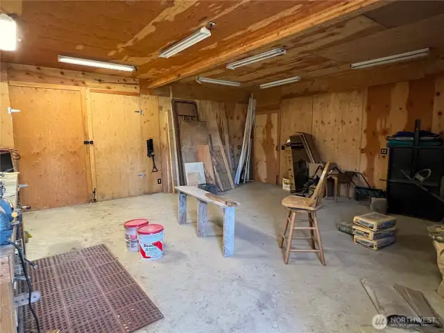 Large workshop inside the barn allows for many types of projects.