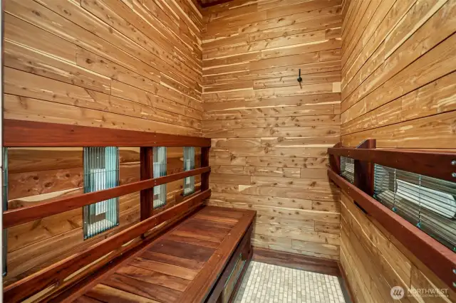 Sauna off primary walk in shower