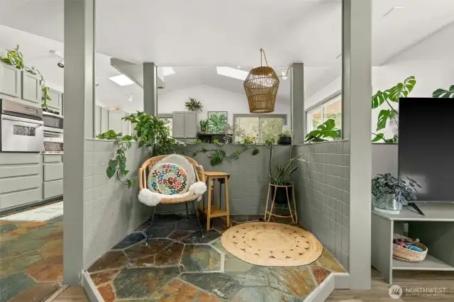 open to the kitchen