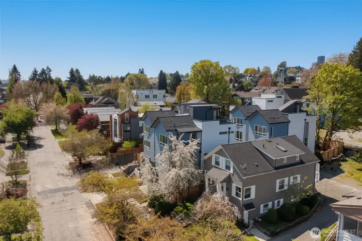 A quick look at the surrounding block shows off the peaceful tree-lined vibe. It's Capitol Hill, but make it quiet and tucked away.
