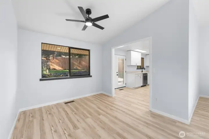 Expanded door into dining room area.