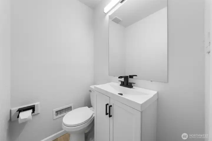 This is a half bath in the daylight basement.