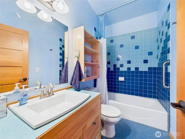 Full bathroom on the ground level.