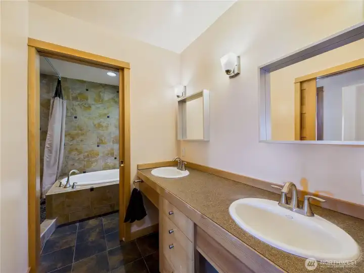 Primary bathroom ensuite. Soaking tub, shower, and dual sinks.