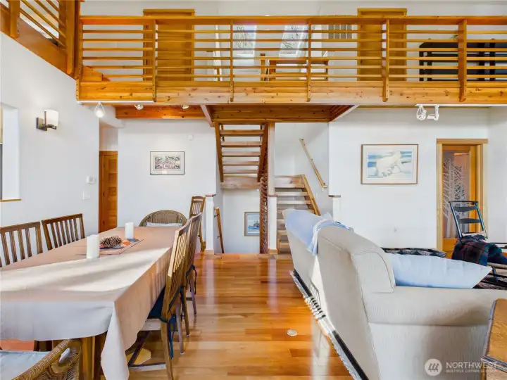 Main level. It's gracious and allows for flexible living - space for a large table and couch and chairs.