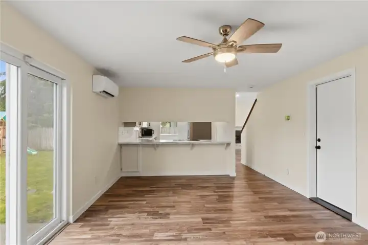 Family Room slider opens to the rear patio.