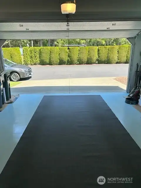Looking out from the 2 car garage.