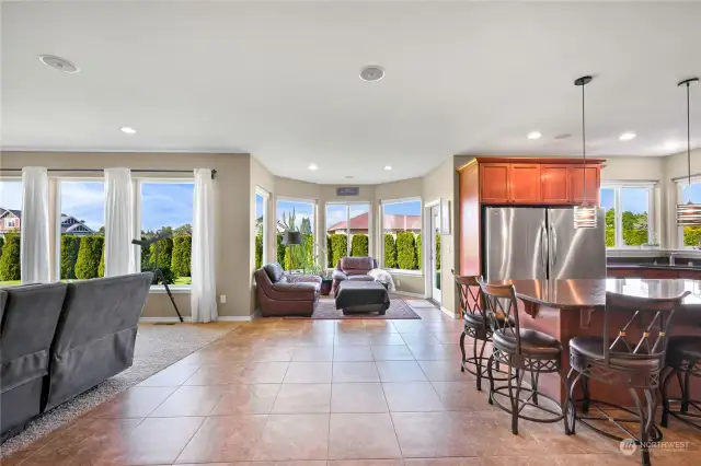 Walking past the entry way and into the open concept living area